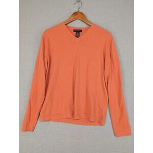 Banana Republic VNeck Sweater Size Medium Orange Cashmere Cotton Silk Blend